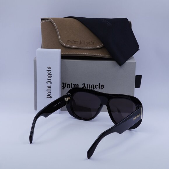 Palm Angels PERI103 ELFIN 1007 Sunglasses Black Aviator Frame, Grey Lenses - Picture 9 of 9
